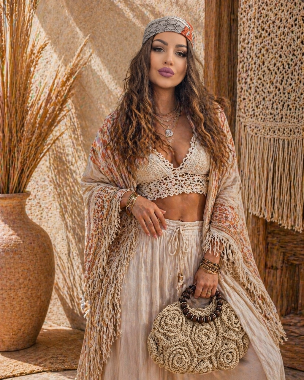 Casa Marbella Boho – Floral Straw Handbag