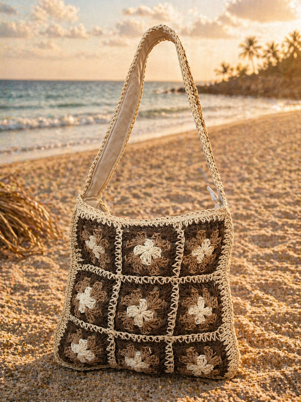 Casa Marbella Boho – Crochet Flower Shoulder Bag